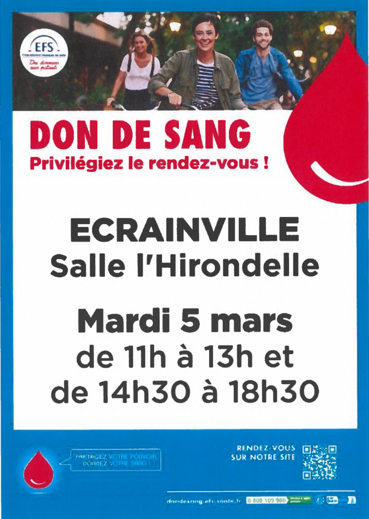 Don Du Sang Ecrainville Mars 2024