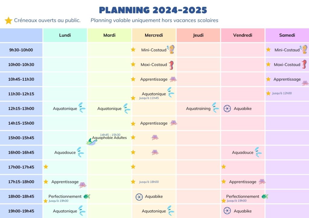 planning Piscine goderville 2024 2025